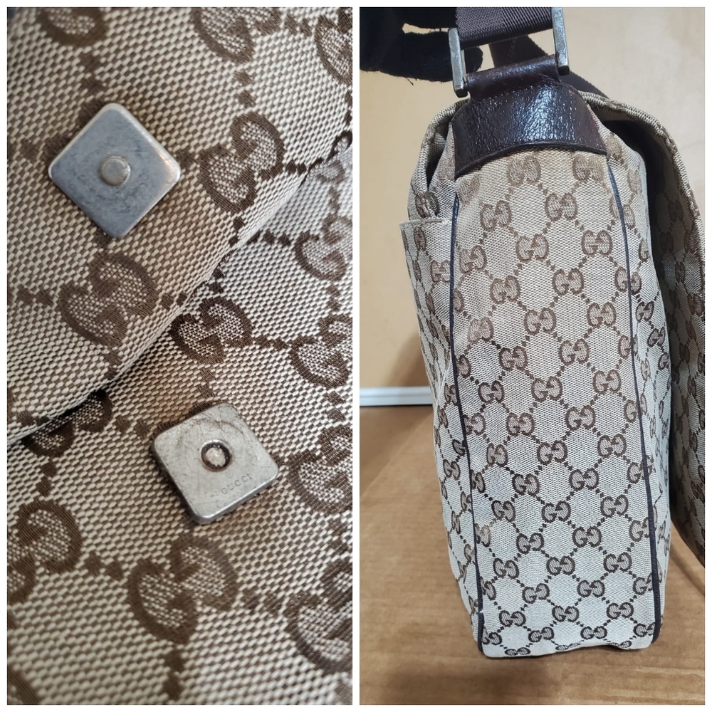 GUCCI Monogram Beige Gg Large Messenger Bag - Picture 11 of 12
